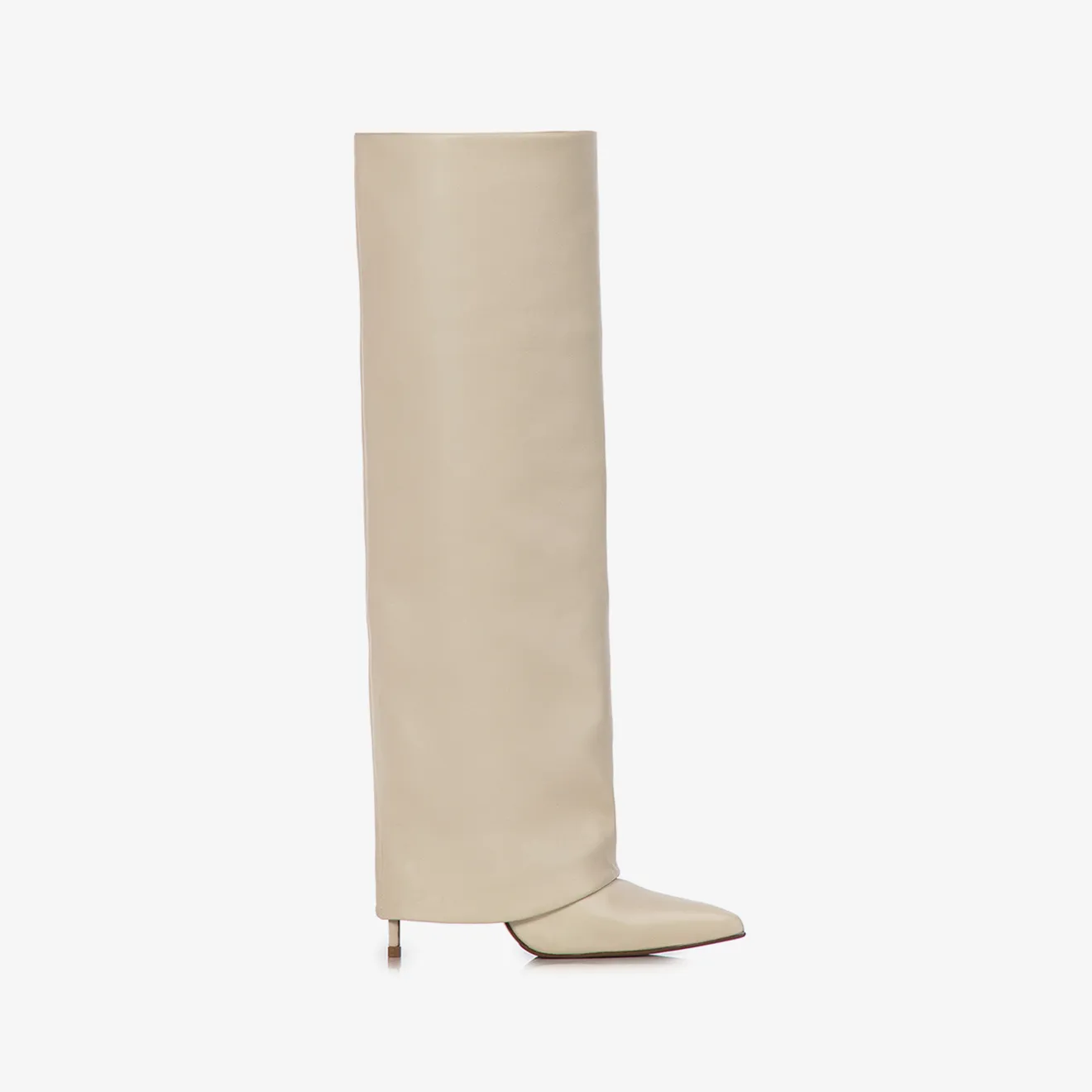 ANDY BOOT 120 mm White nappa leather cuffed boot