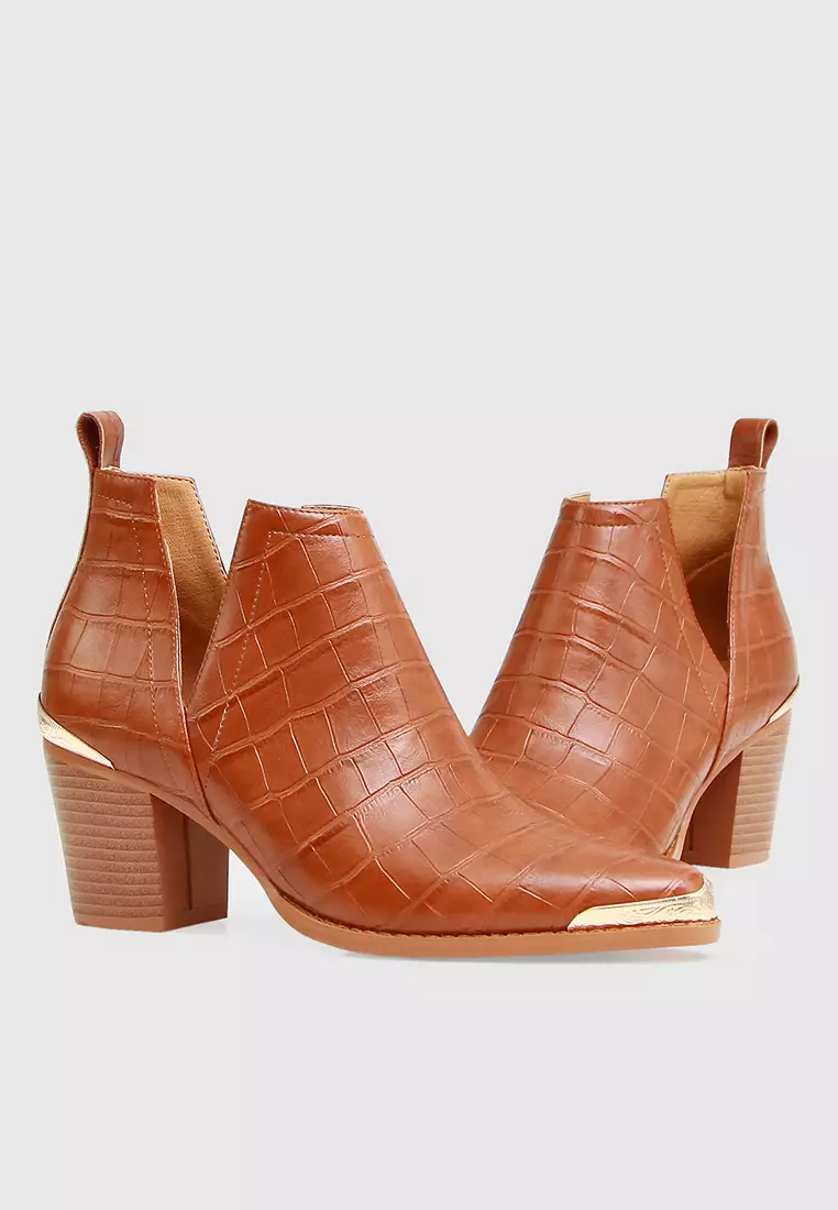 Belle & Bloom Austin Croc Embossed Ankle Boot