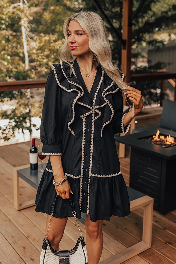Chic A La Mode Ruffle Mini Dress in Black