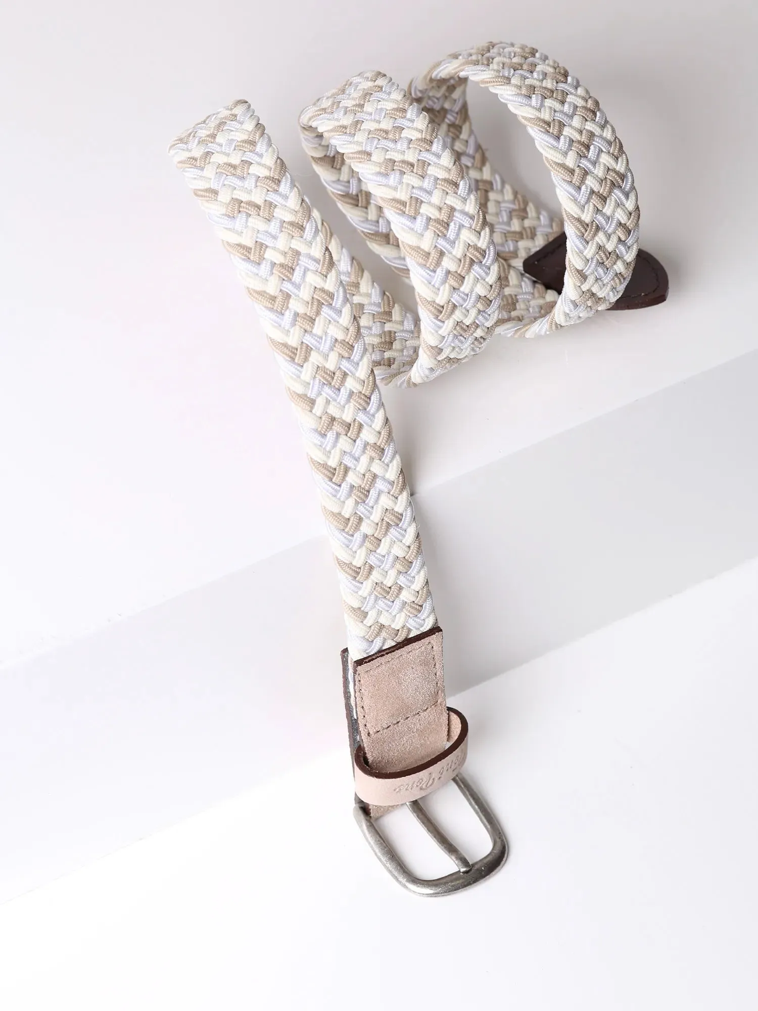 Fabric and leather belt for women - NADINA
