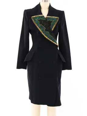 Fabrice Beaded Lapel Coat Dress