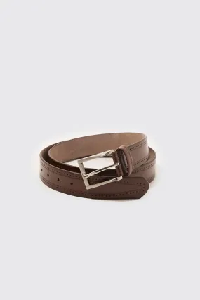 Faux Leather Embossed Slim Belt | boohooMAN UK
