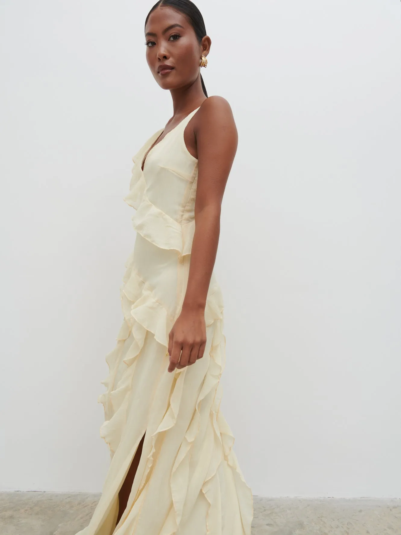 Faye Ruffle Maxi Dress - Butter Lemon