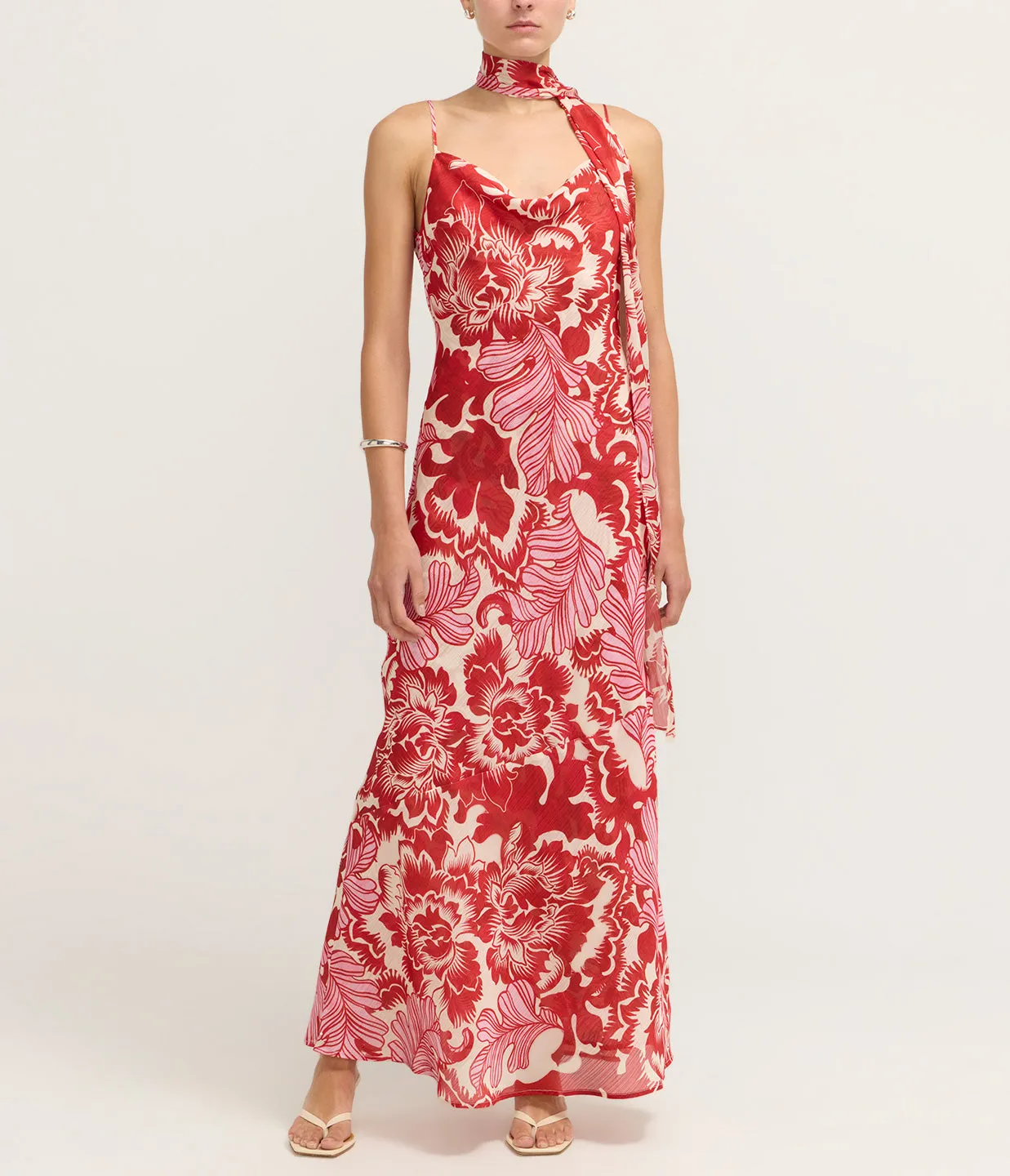 Florencia Midi Dress in Scarlet Garden