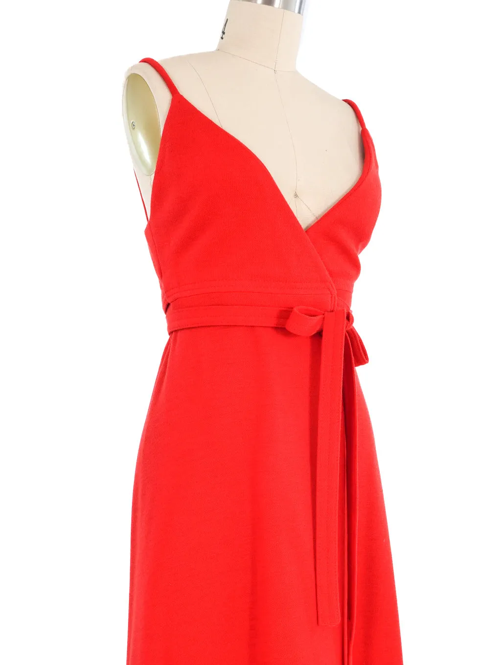 Galanos Red Knit Wrap Dress