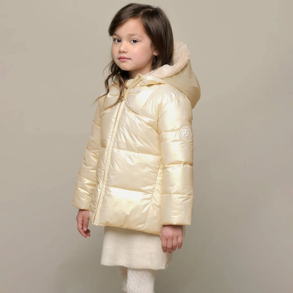 Girls Ivory Puffer Coat