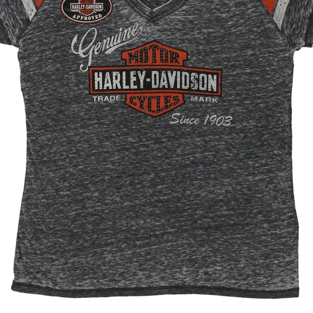 Harley Davidson V-neck T-Shirt - XL Grey Cotton