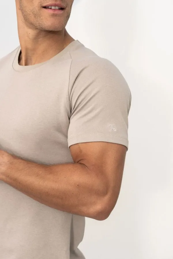 Knit Look T-Shirt in Stone