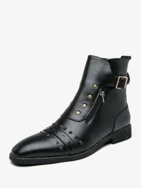 Men's Chelsea Boots Studded Dress Ankle Boots in Black