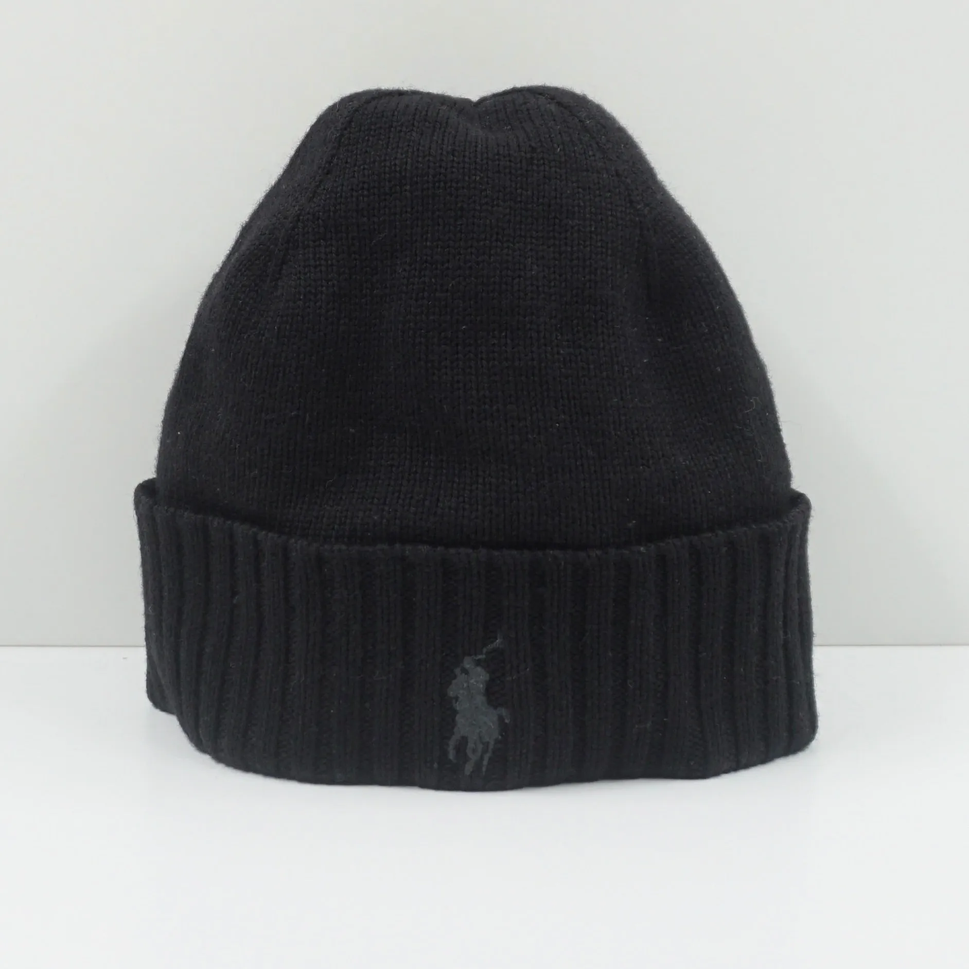 Polo By Ralph Lauren Black Ribbed Beanie