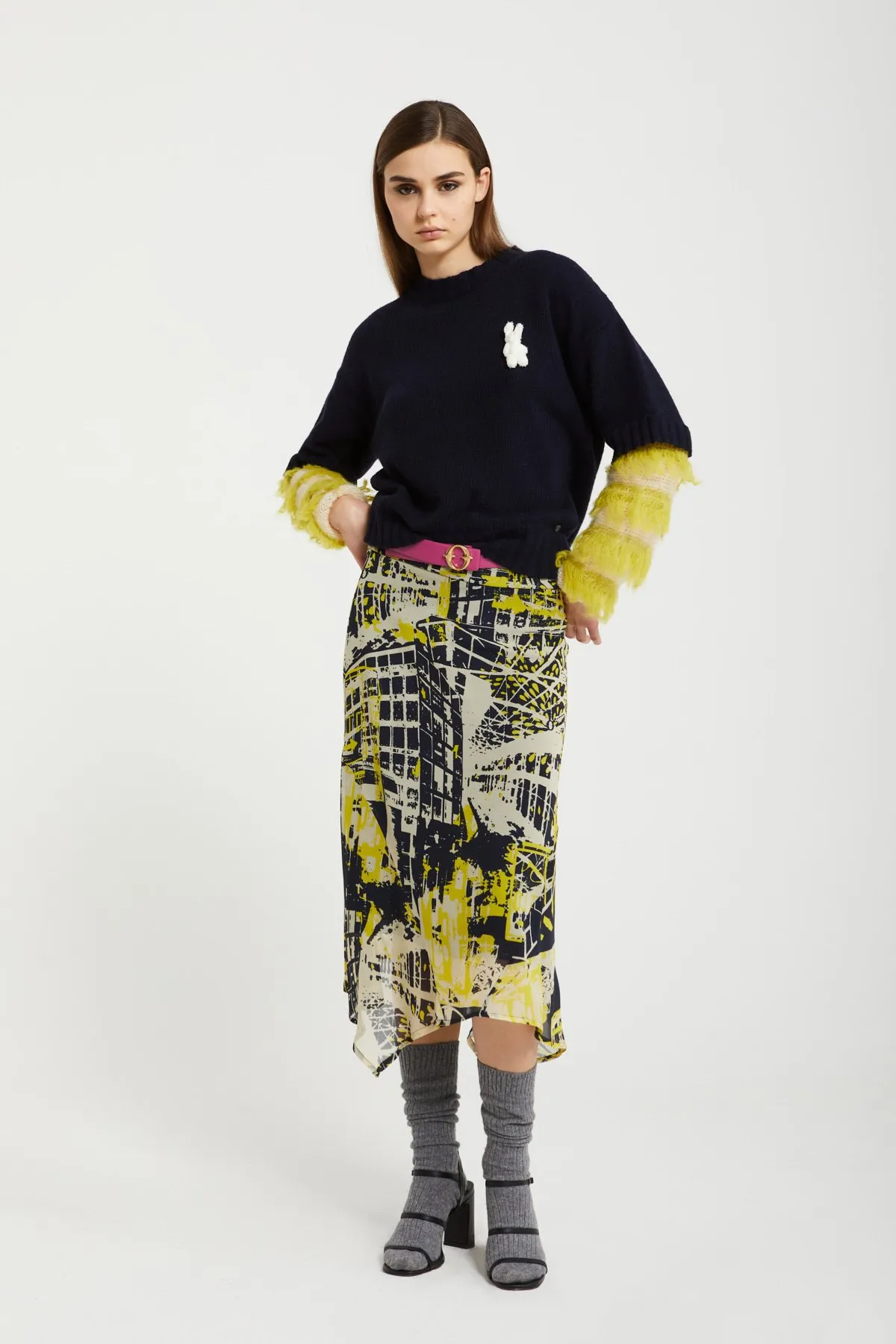 Printed viscose skirt