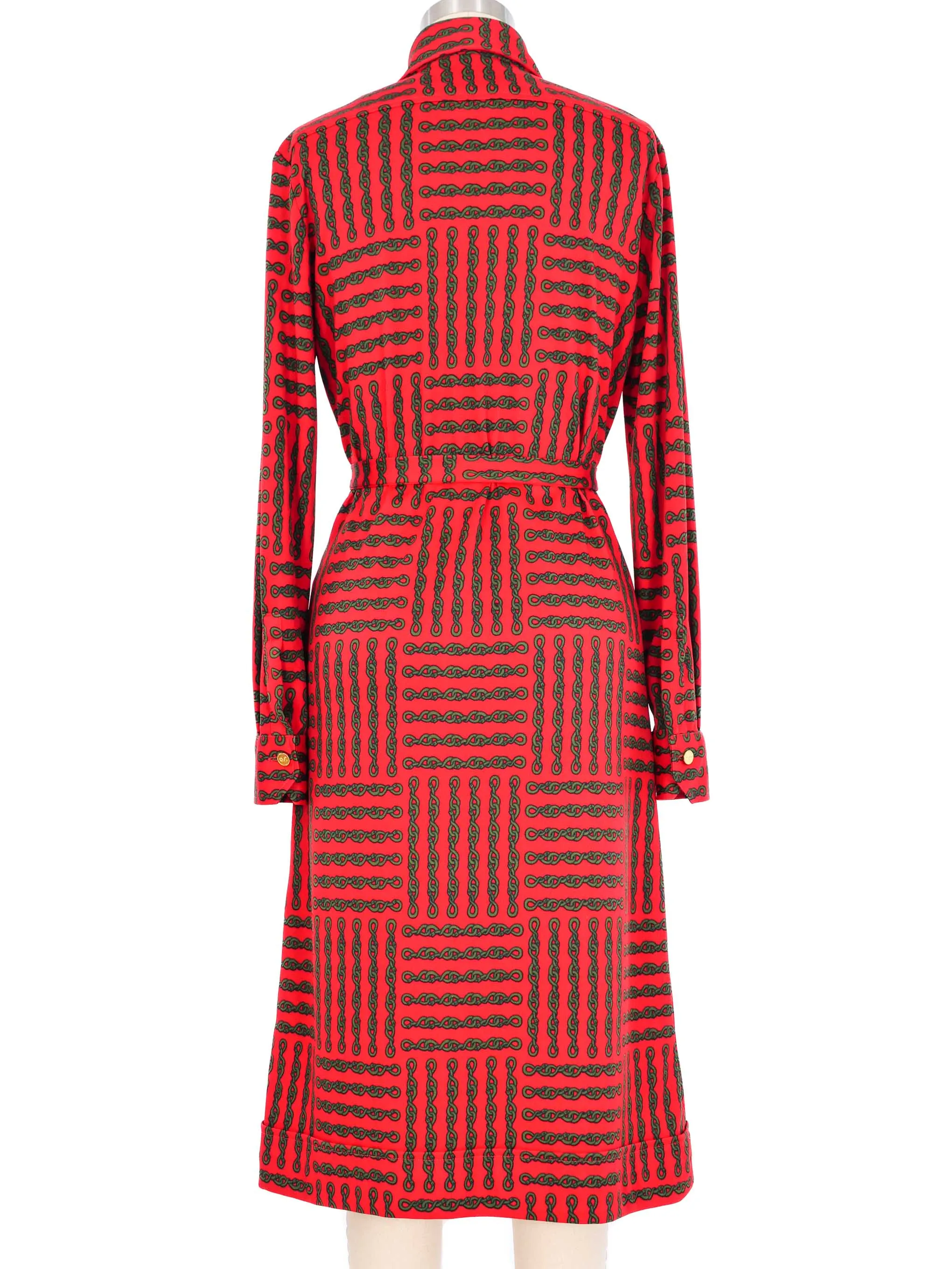 Roberta di Camerino Chain Link Print Jersey Shirt Dress