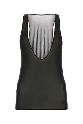 Saint Laurent Black Viscose Tank Top