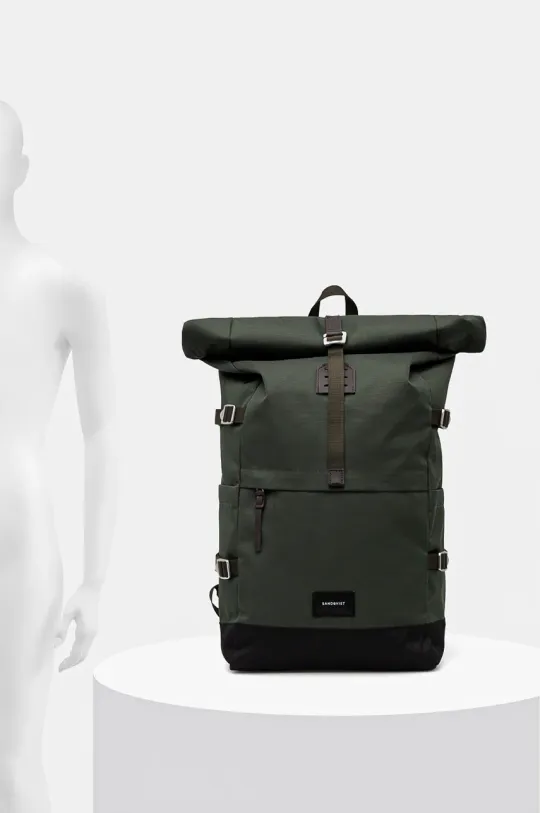 Sandqvist backpack Bernt green color smooth SQA2413