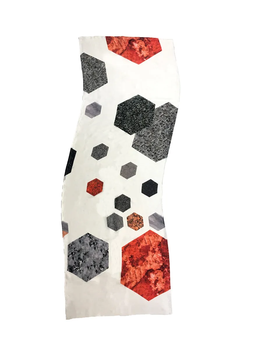 SOFT ROCK SCARF [ Marble Patterned Printed Silk ]