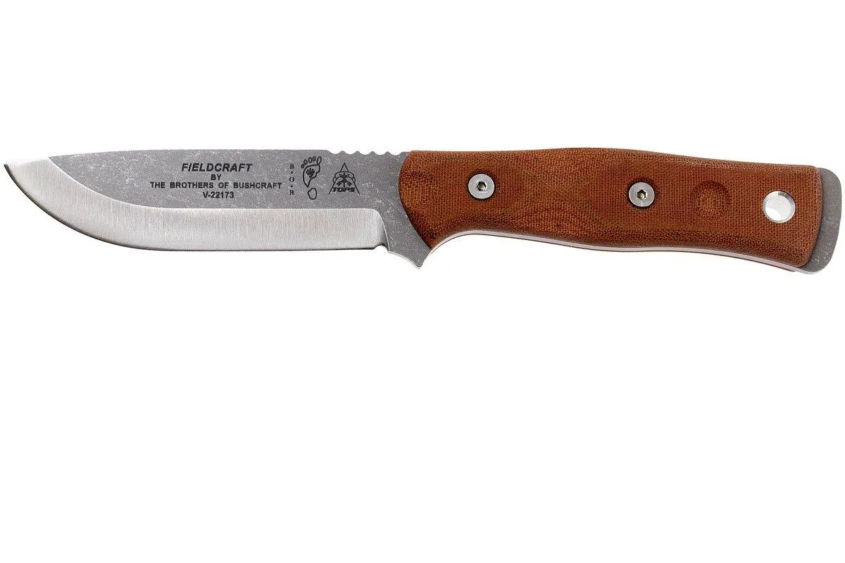 TOPS Knives B.O.B. Fieldcraft Brown Micarta, tumbled finish BROS-TBF