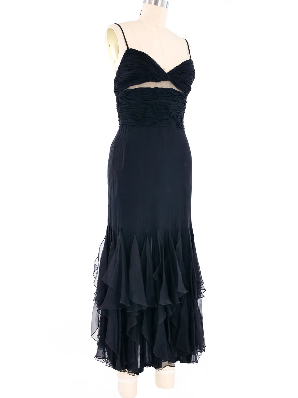 Valentino Sheer Panel Midi Gown