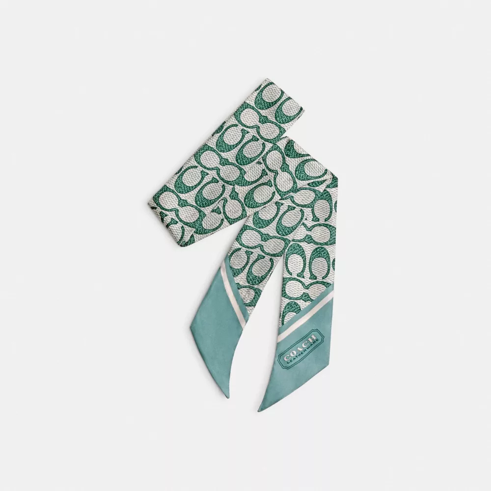 VINTAGE SIGNATURE PRINT SILK SKINNY SCARF